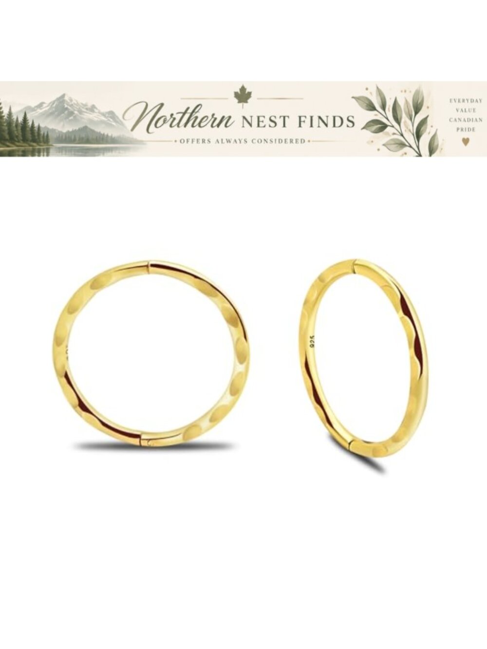 24K Gold Plated 925 Sterling Silver Facet Hoop Earrings Small Thin Handcrafted